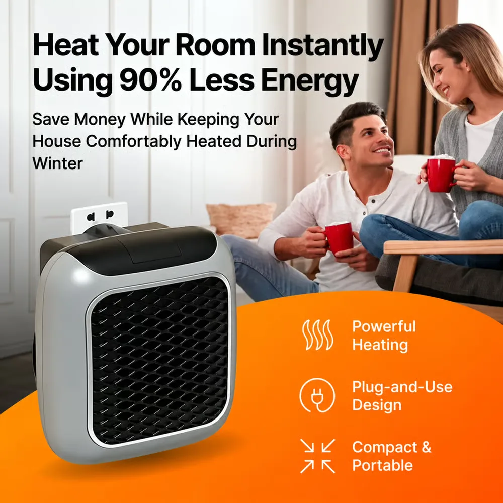 RapidHeat plug-in heater warming a living room
